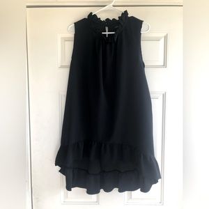 LANE Bryant Tunic Top Black Ruffle Sleeveless 18/20